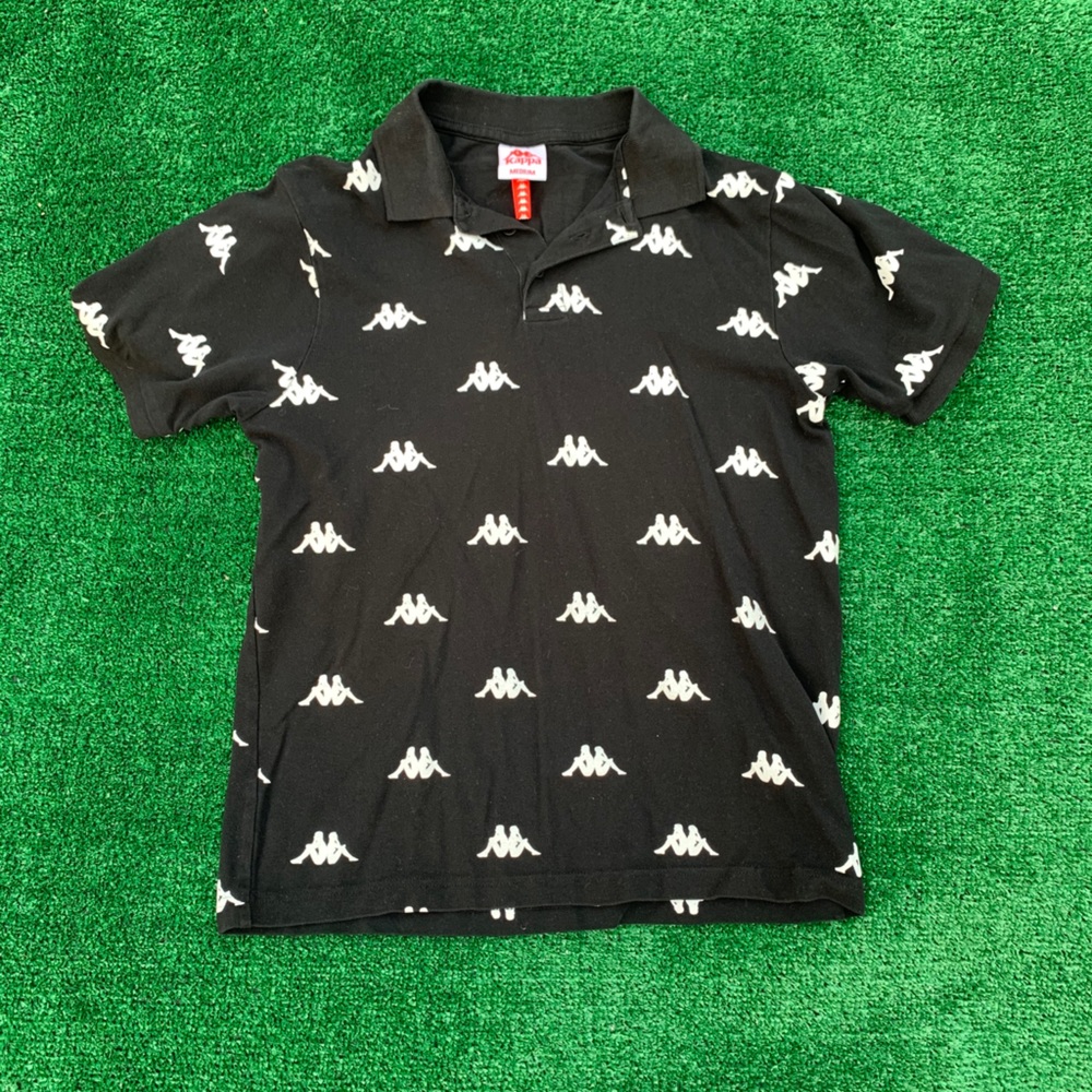 Medium Kappa Black And White Logo Polo Shirt